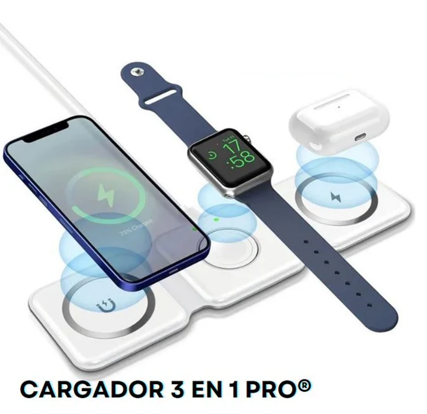 Cargador Inalámbrico Plegable 3 En 1